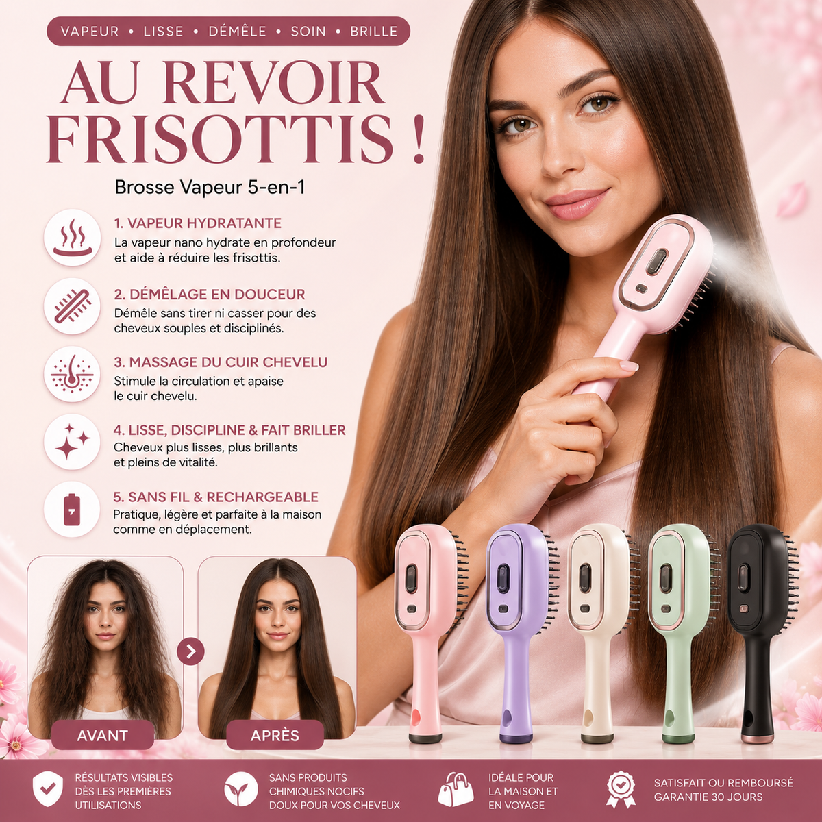 Frizz Hair Brush™ Electric Spray Air Cushion Massage Comb,5 in 1 Massage&Smooth Hair