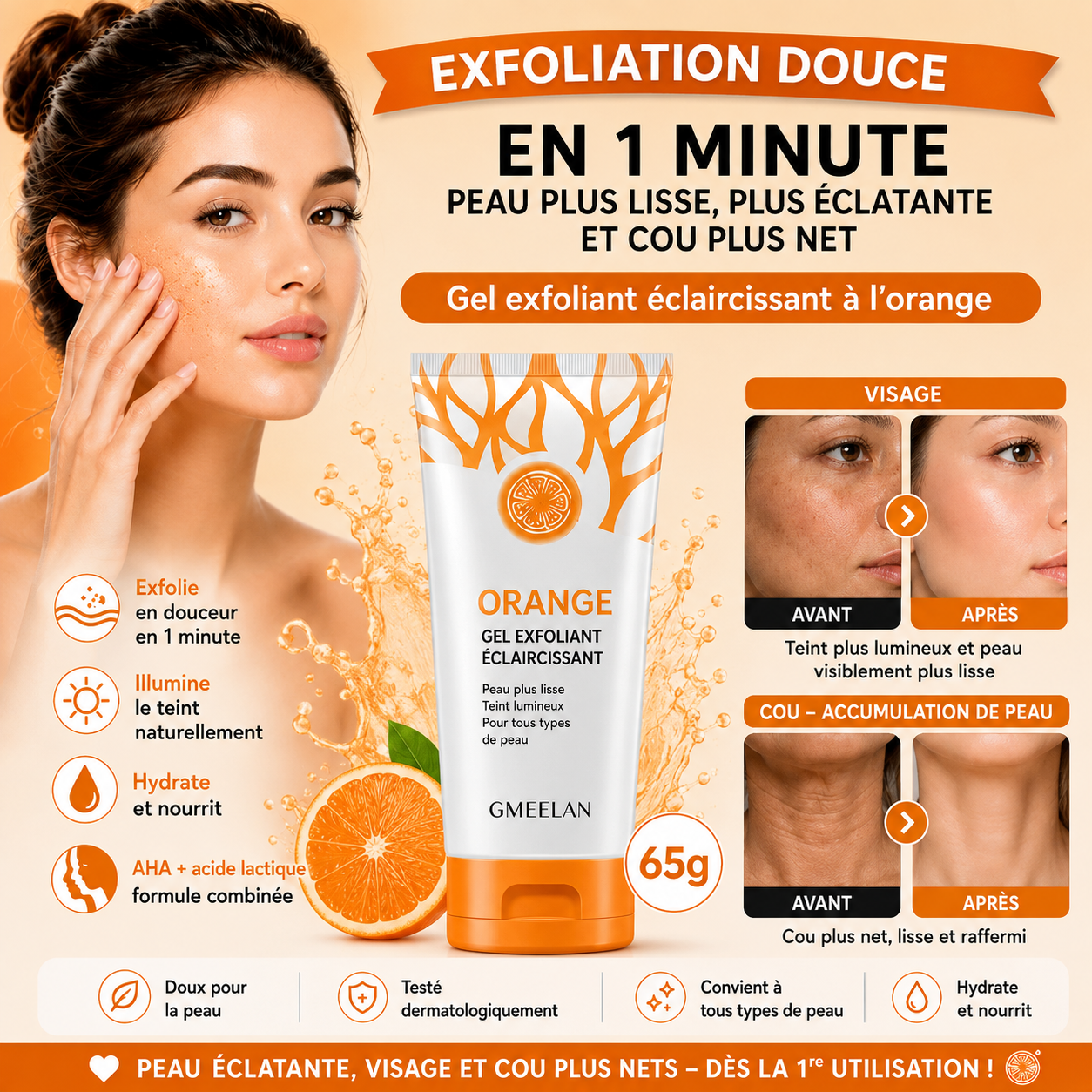Orange™ Gel Réparateur pour Zones Sombres | Aide à raviver l’apparence de la peau et à cibler l’accumulation cutanée pour un teint plus lumineux
